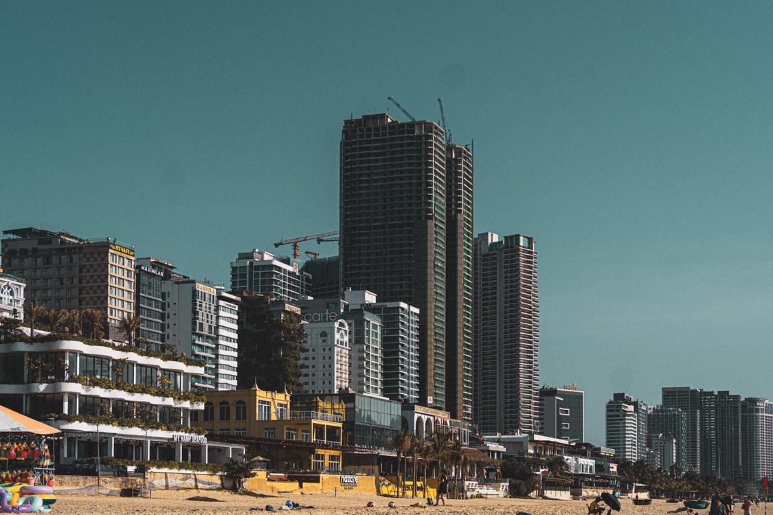Da Nang beachfront and city skyline
